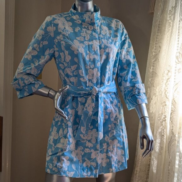 Madison Jackets & Blazers - Madison Robin Egg Blue Floral "Trench" Coat NWT